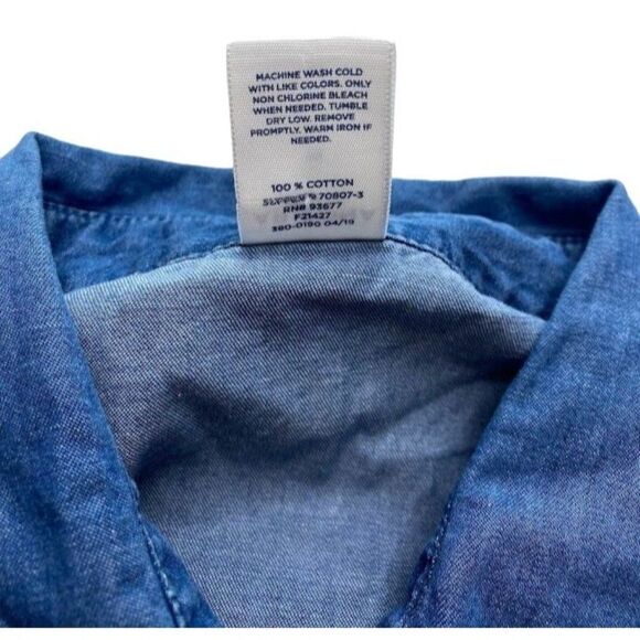 Girls Arizona Blue Chambray Short Sleeve Button Front‎ Cotton Dress Sz 12 - Picture 6 of 7